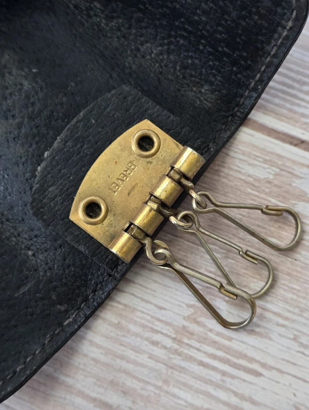 🔑RARE Vintage Gucci Logo Black Leather 3 Key Holder